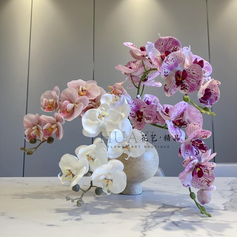 蝴蝶兰仿真花莫兰迪色兰花假花