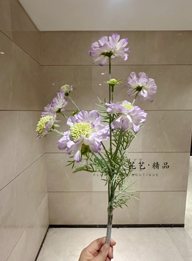 风轮花百日菊花束紫色仿真花家居装饰成品花艺摆件拍照道具