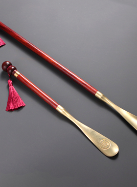 超长鞋拔子提鞋器紫檀红木铜拔子铜鞋抽实木长柄穿鞋神器老人家用