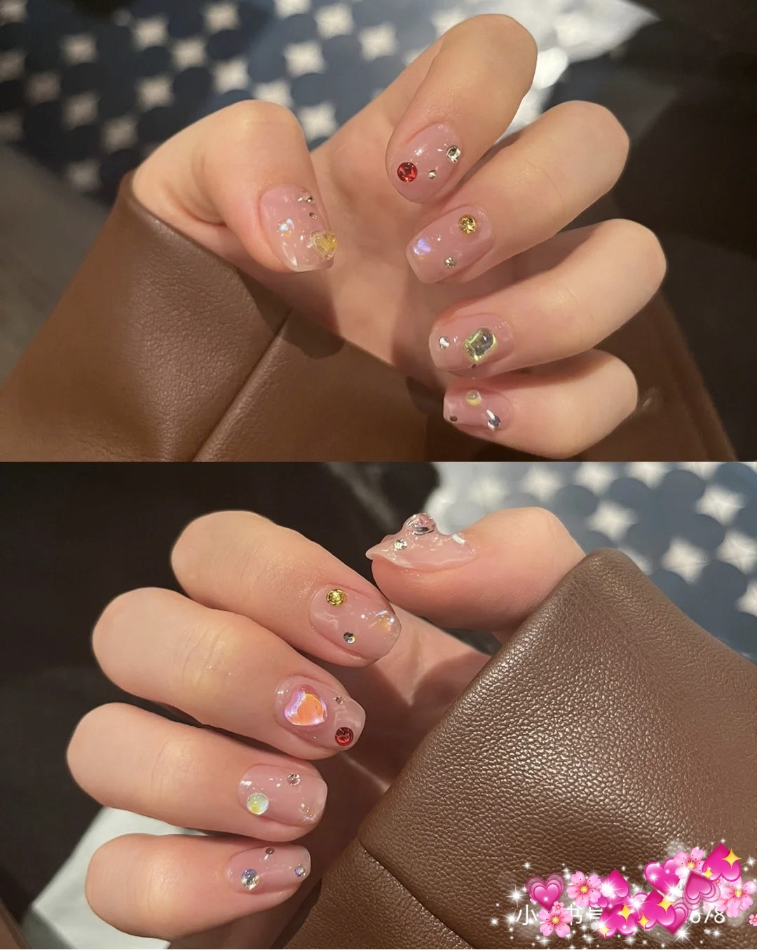 极简短方圆穿戴甲七彩碎钻假指甲成品贴片