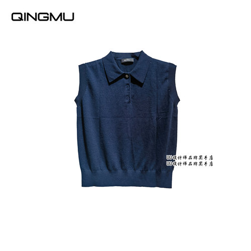 QINGMU | 轻慕 正品专柜 设计师品牌 26春夏 藏青 无袖polo衫