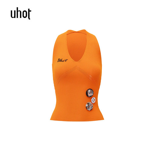 下单立减 uhot | 诱货 女装 正品 2026夏装 橘色背心 UWLR3N412