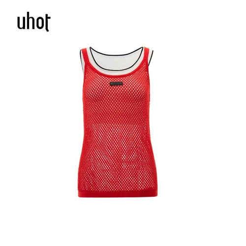 下单立减 uhot | 诱货 女装正品2026夏装 红色针织背心UWLR1N316