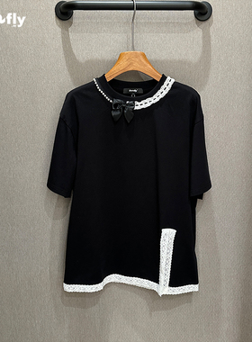 fizzfly |  设计师品牌2025新款夏装 珍珠 蝴蝶 短袖 T恤