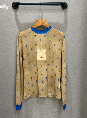 fizzfly |  正品专柜 设计师品牌2025秋装  音符拼色 网纱 打底衫