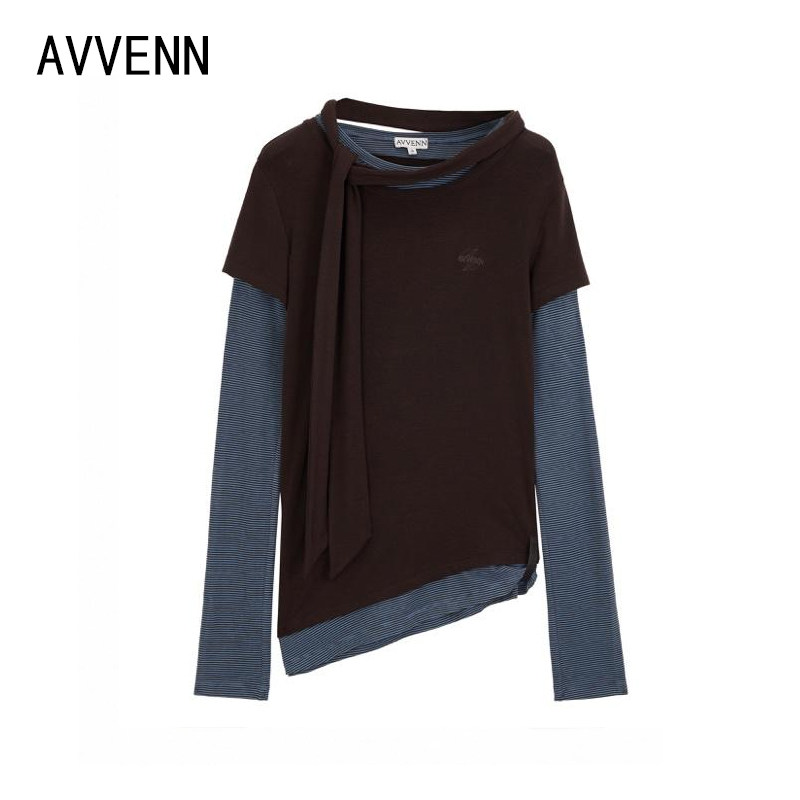 拍下立减 AVVENN | 正品26秋装不规则假两件T恤AK91001504图片