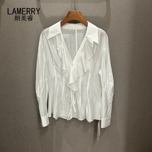 LAMERRY | 朗美睿 女装 正品折扣 26春装 木耳边飘带 修身衬衫