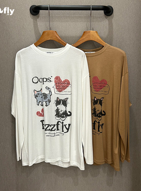 fizzfly |  正品专柜 设计师品牌2025新款秋装 爱心小猫 长袖 T恤