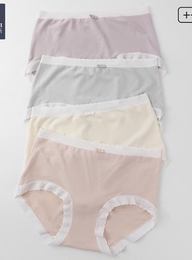 韩玛斯绒感女士内裤纯棉裆柔软磨毛三角裤中腰花边女生短裤H22148