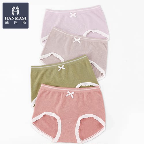 韩玛斯莫代尔中腰蕾丝边少女内裤