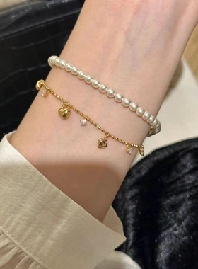 高级感流苏爱心闪钻手链女轻奢ins小众设计高级感气质百搭手饰品