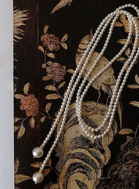 多种叠戴法施家珍珠项链秋冬长款百搭毛衣链女高级感轻奢串珠饰品