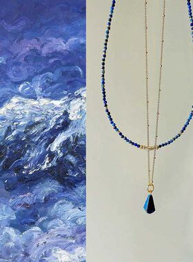 天然青金石串珠项链女彩色多巴胺