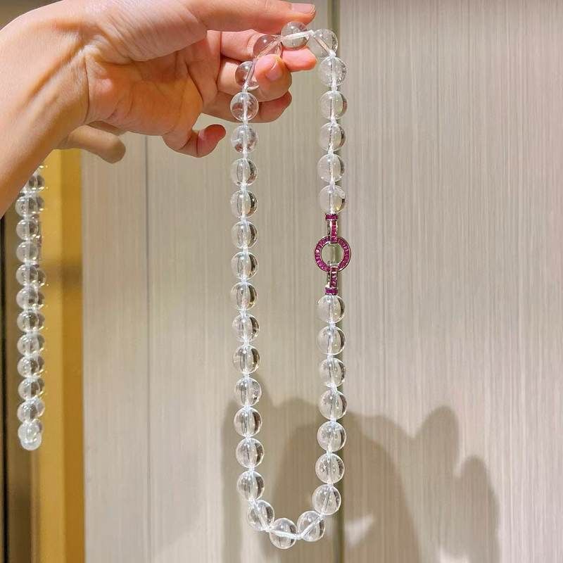 12mm高品质大颗粒天然白水晶项链锁骨链