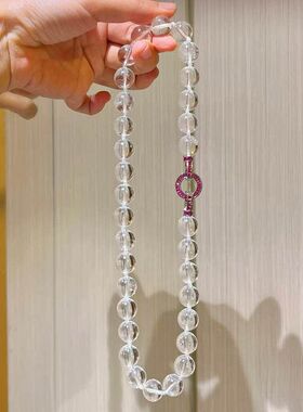 12mm高品质大颗粒天然白水晶项链锁骨链