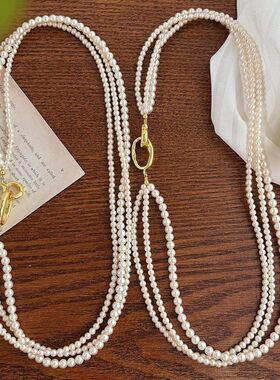 设计感国风复古高品质人造水晶珍珠多层baby珠锁骨链项链