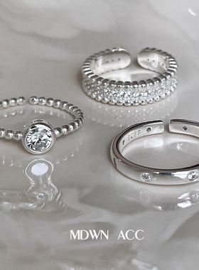 韩国叠戴风925纯银戒指女ins2024新款混搭时尚套装个性感开口指环