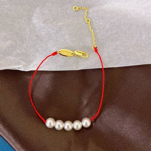 法国redline圆形珍珠小红绳手链pure编织女士手链明星同款手绳潮