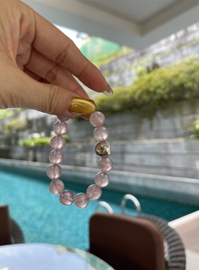 粉水晶手串天然水晶转运礼物饰品原创粉晶手链10mm