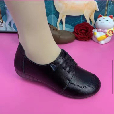 gaoxiang单鞋女浅口乐福鞋圆头妈妈鞋年春秋软底中老年休闲鞋女鞋