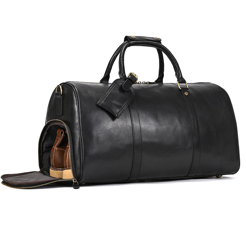 欧美复古疯马皮旅行包头层牛皮手提包休闲健身包黑真皮鞋位行李袋,箱包皮具/热销女包/男包,旅行袋,淘宝优惠券,粉丝福利购,淘宝优惠卷