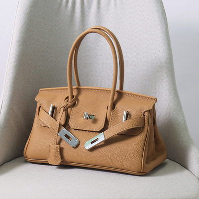 新款Togo头层牛皮横款铂金包大容量时尚真皮手提单肩通勤腋下女包