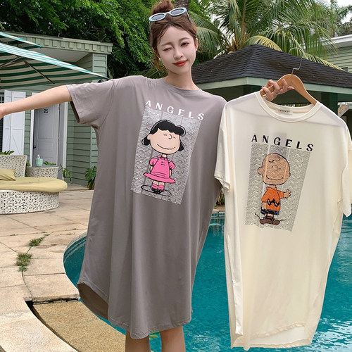 潘多拉女孩纯棉夏卡通史努比睡裙
