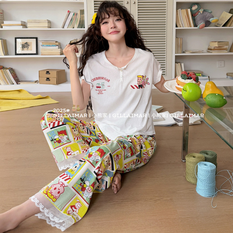 小熊家卡通漫画原田女孩睡衣套装