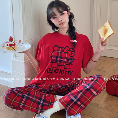 本命年女孩纯棉夏季睡衣套装