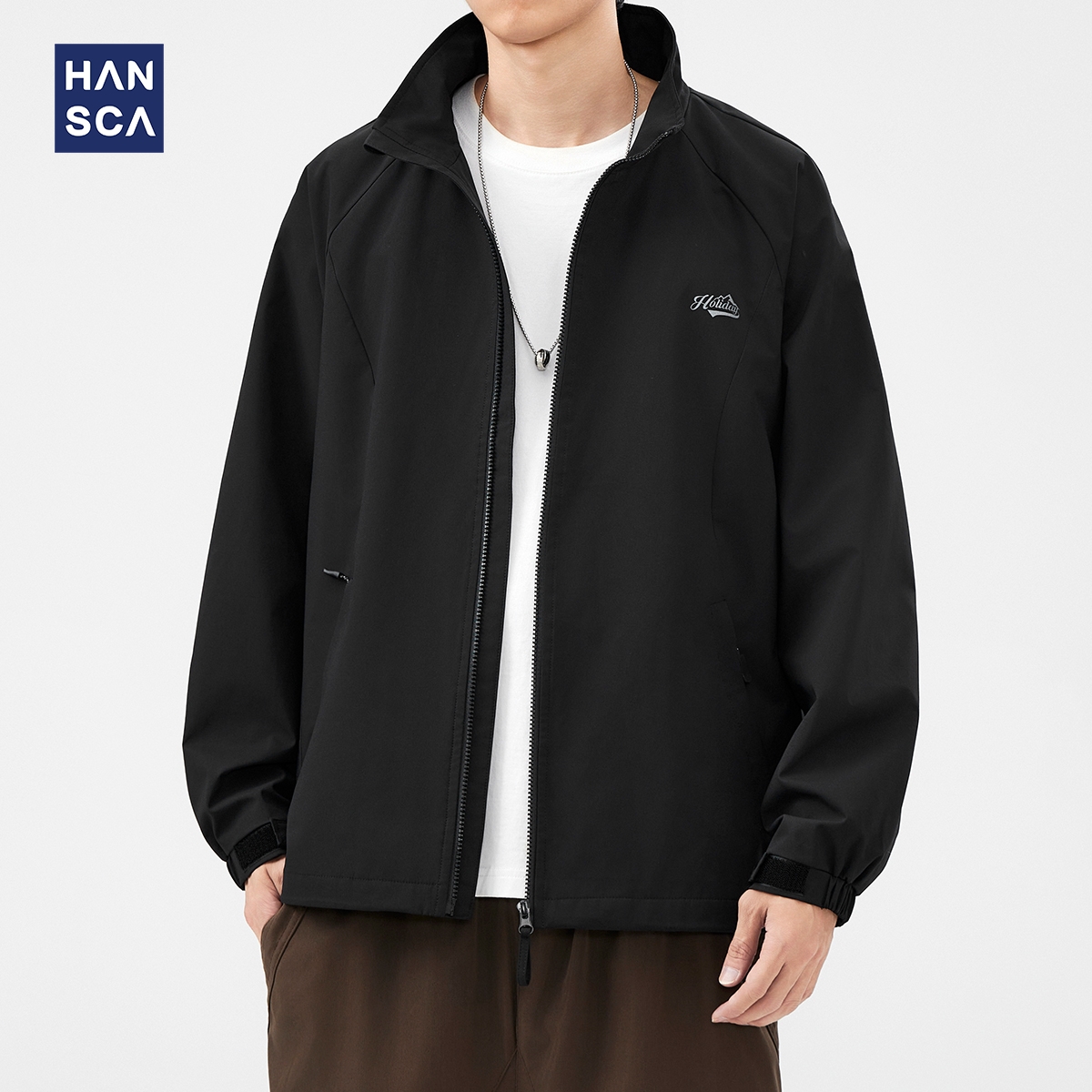 hansca户外防风立领外套男士春秋