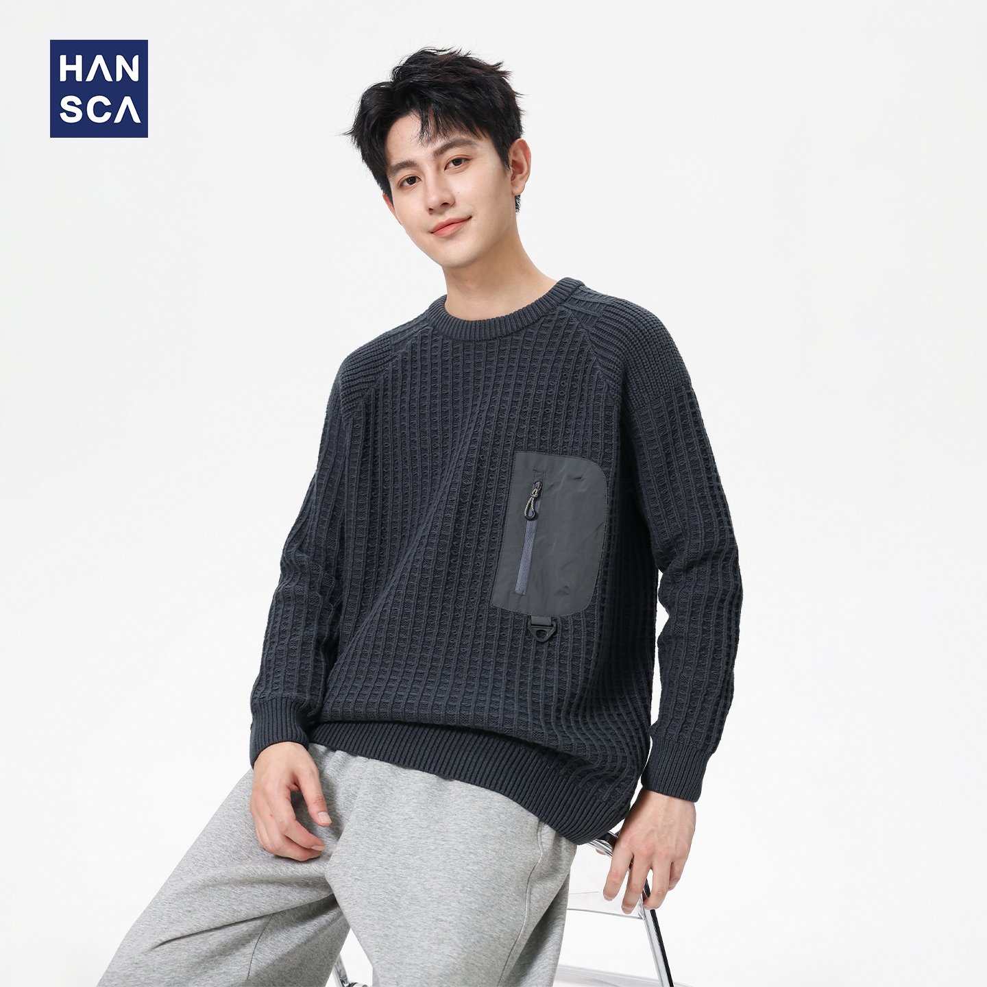 青少年圆领针织毛衣男2025新款