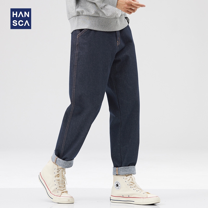hansca原色直筒牛仔裤男2024年秋