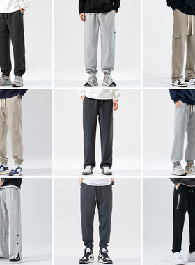 清仓特卖 hansca简约复古直筒运动卫裤男秋季宽松多口袋工装长裤