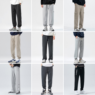 hansca简约复古直筒运动卫裤男