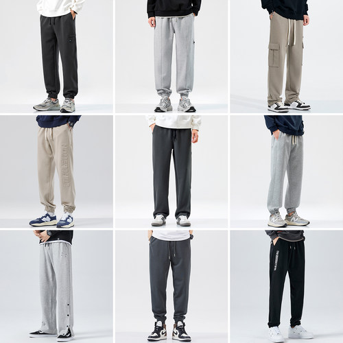 hansca简约复古直筒运动卫裤男