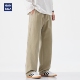 hansca秋季 拼接长裤 卡其色直筒休闲裤 男320g重磅柔软纯棉宽松大码