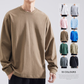 T恤男纯棉宽松圆领卫衣男生白色打底衫 hansca2023春秋款 重磅长袖