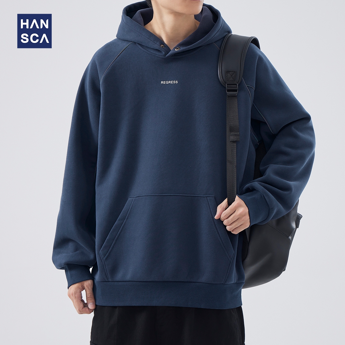 汉斯卡秋季新款连帽卫衣男