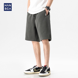 hansca350g重磅休闲运动风五分卫裤男款2025夏季速干凉感透气短裤