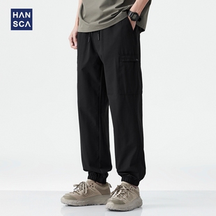 長褲 hansca輕戶外超薄防水束腳休閑褲 男夏季 零壓力寬松耐磨工裝 子