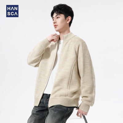 600克重磅针织棉开衫毛衣男