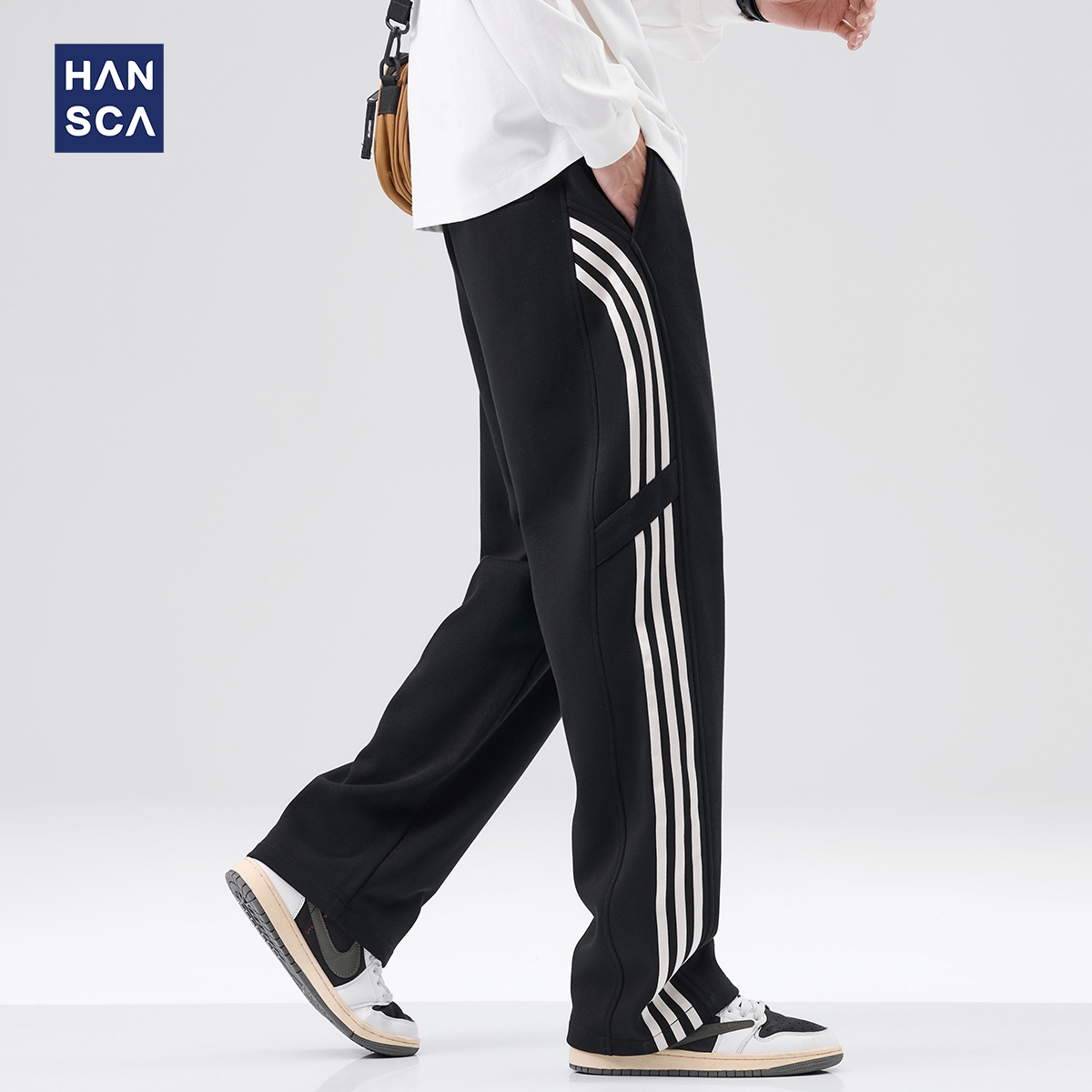 hansca条纹抽绳休闲卫裤男2024年