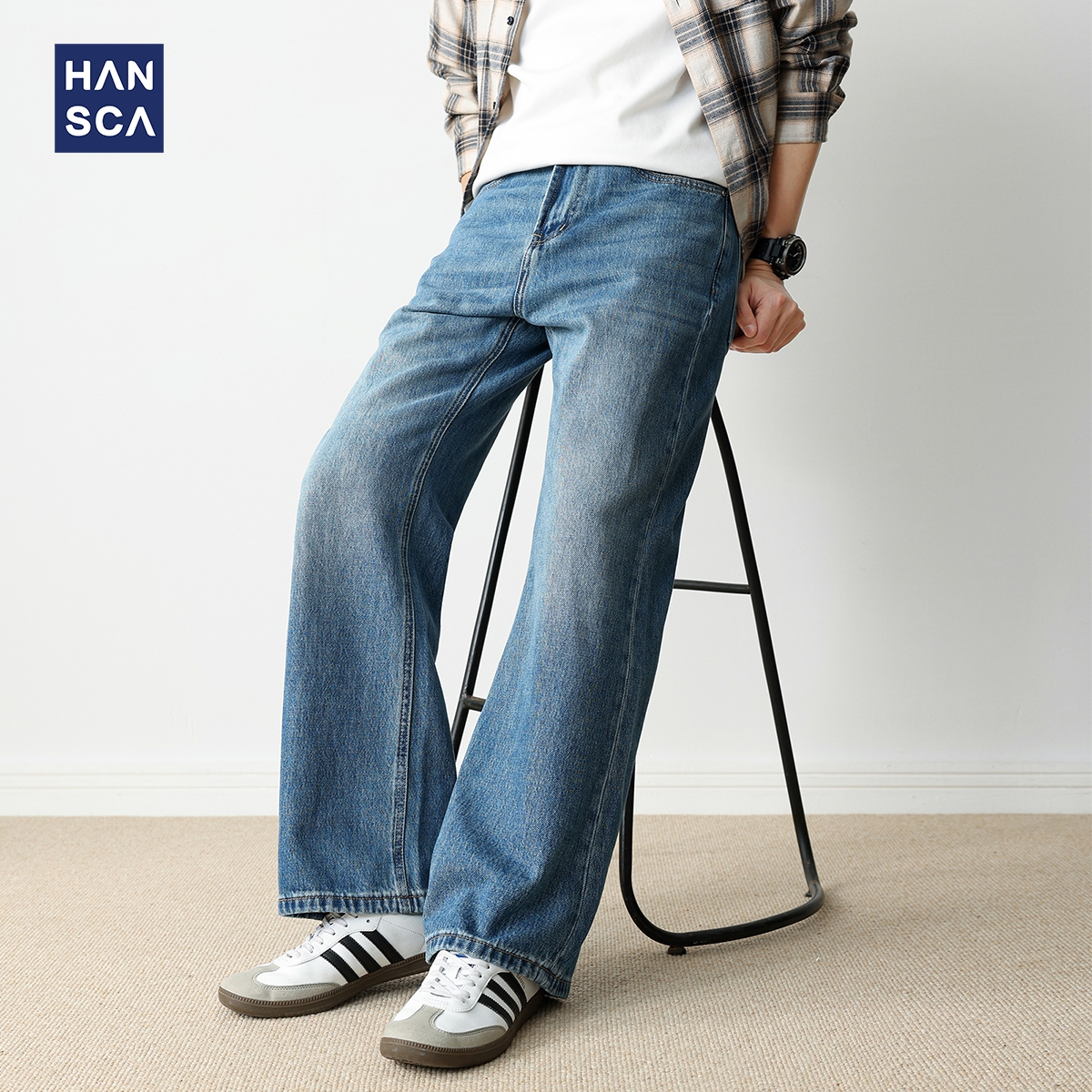 美式微喇牛仔裤男2025秋季宽松