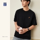 t恤男春夏款 宽松大码 透气半袖 hansca230g纯棉黑色圆领短袖 打底衫