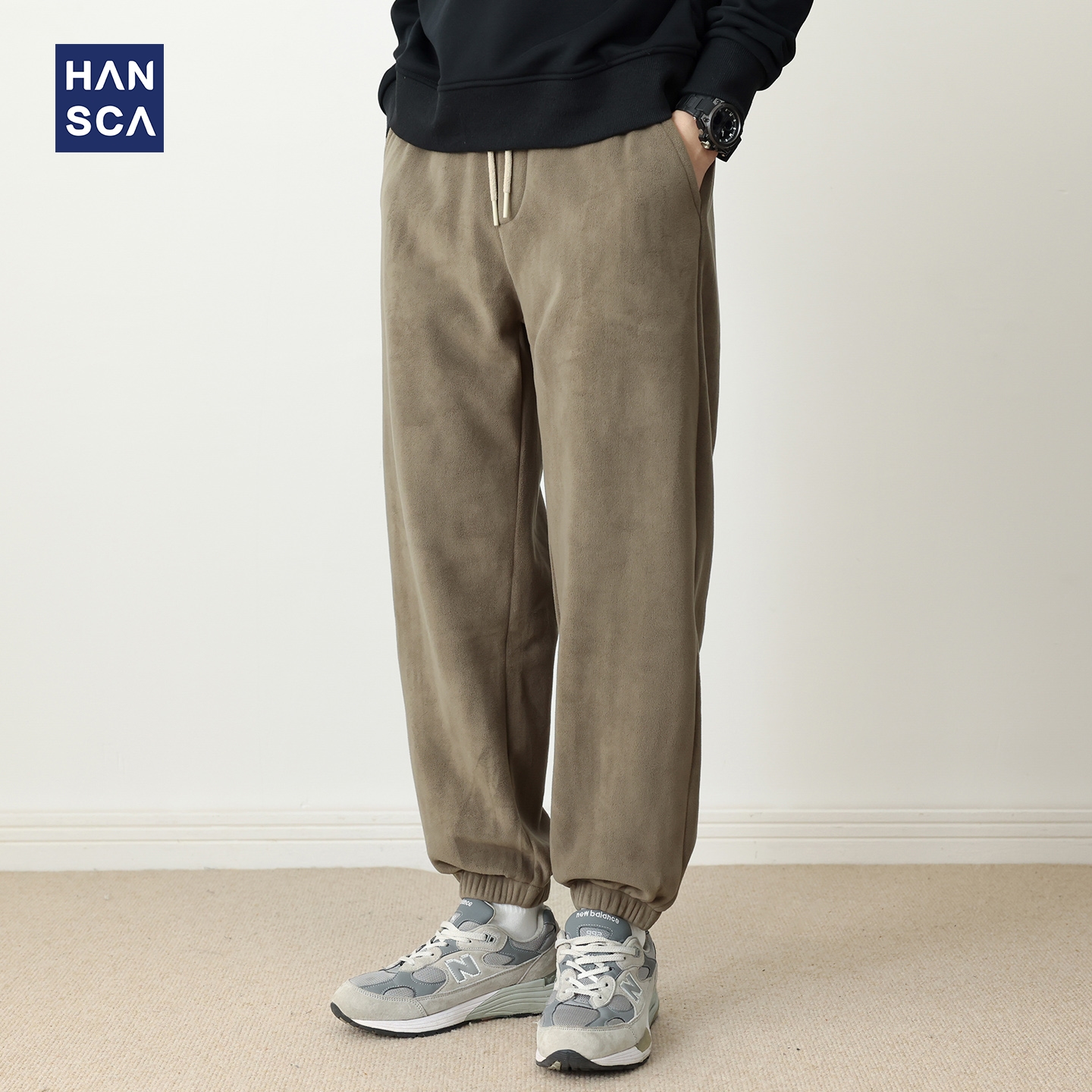 hansca380g奥粒绒宽松休闲卫裤男
