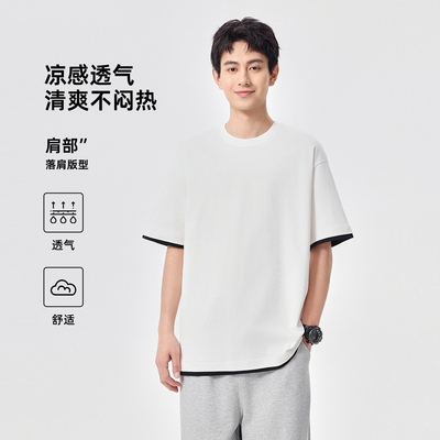 hansca高支双纱纯棉白色短袖T恤