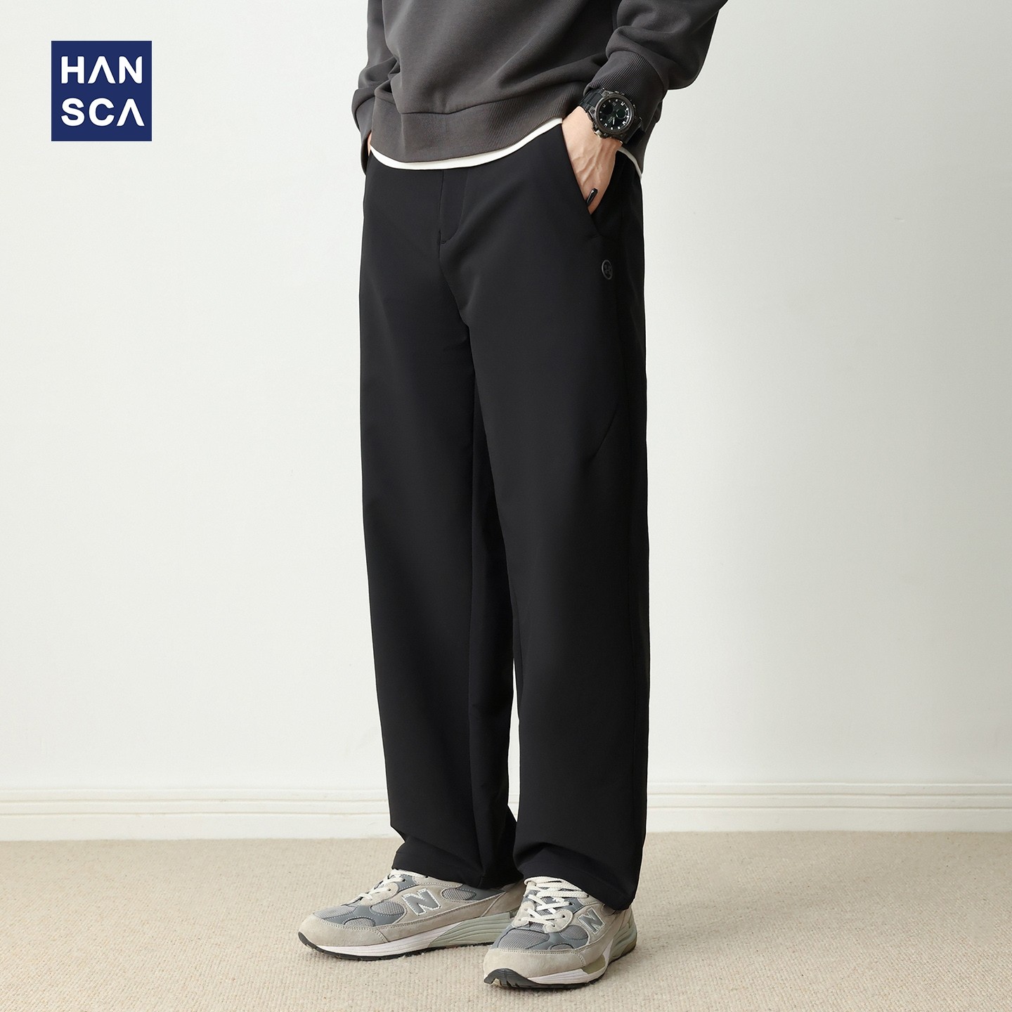 hansca四面弹抓毛登山布直筒休闲裤男士2025秋季宽松防水保暖长裤,男装,休闲裤,淘宝优惠券,粉丝福利购,淘宝优惠卷