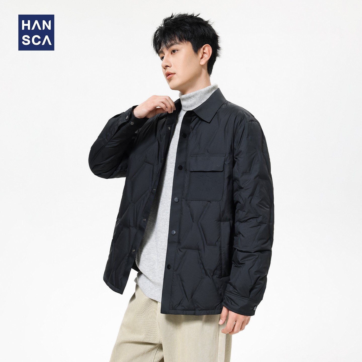hansca冬季90鸭绒轻薄翻领羽绒服男2025新款宽松大码防风保暖外套,男装,羽绒服,淘宝优惠券,粉丝福利购,淘宝优惠卷