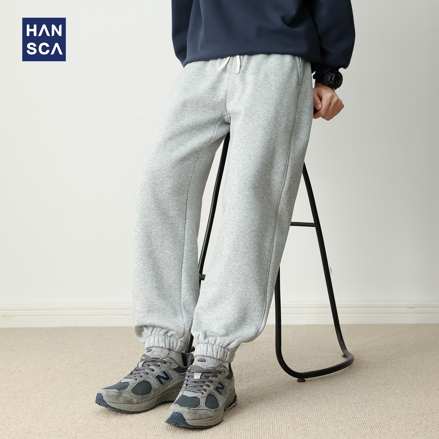 hansca365g重磅摇粒绒抽绳卫裤男