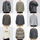 hansca秋季 撞色条纹长袖 t恤男士 清仓特卖 字母刺绣休闲打底衫 上衣